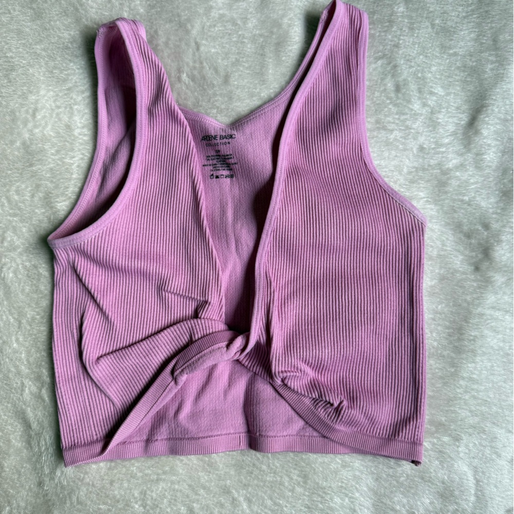🎀 Ardene Pink Ribbed Twist Top – 2-Way Wear – Size S